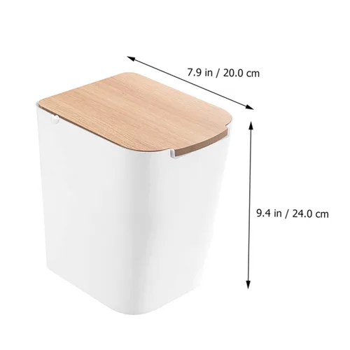 Vista 2 de Bote de basura de plástico moderno con tapa tipo prensa para baño y cocina, diseño compacto con capacidad