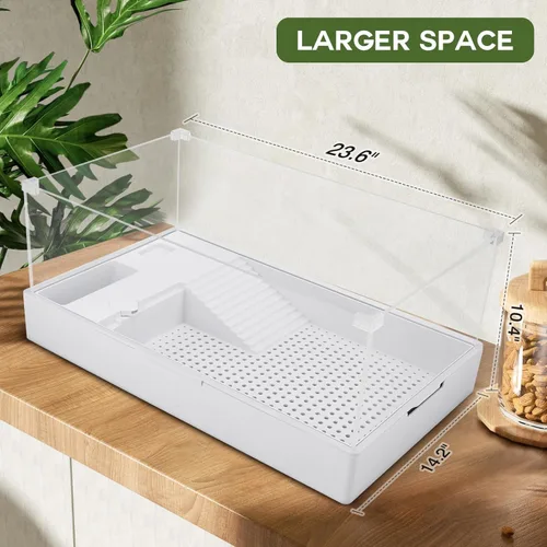 Vista 3 de Geegoods Tanque para Tortuga - Acuario con Plataforma para Hábitat de Mascota de Tortuga y Reptil