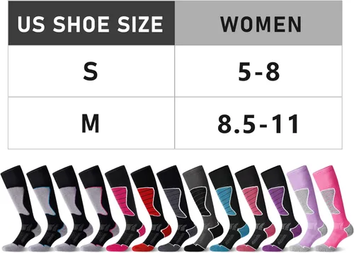 Vista 2 de Paquete de 23 calcetines de esquí para mujer, para esquí, snowboard, calcetines térmicos cálidos de invierno