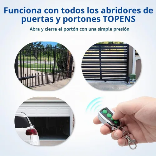 Vista 3 de TOPENS M12 - Transmisor de 4 botones con control remoto para abridor automático de puerta corredera oscilante, paquete de 2 unidades, transmisor