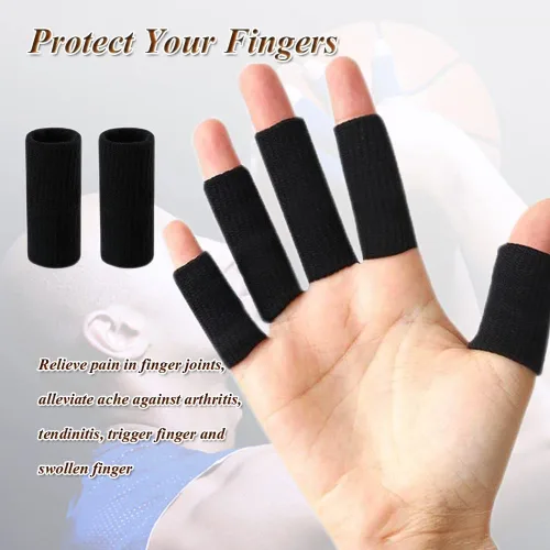 Vista 3 de Fundas protectoras para dedos, 10 fundas deportivas para dedos, soporte elástico para el pulgar, para baloncesto, golf, manga de dedos de primera