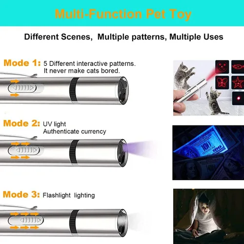 Vista 3 de IVVTRYI Juguetes de Puntero Láser para Gatos de Interior, Recargables, Luz Roja Ajustable en 7 Niveles, Juguetes Interactivo para Gatos y Perros