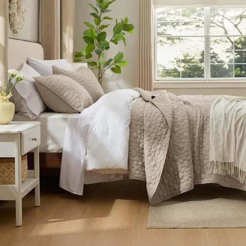 Vista 139 de Bedsure Colchas de tamaño Queen – Colchas ligeras tamaño Queen con patrón de tejido de canasta, ropa de cama suave, edredón de rosa polvorienta