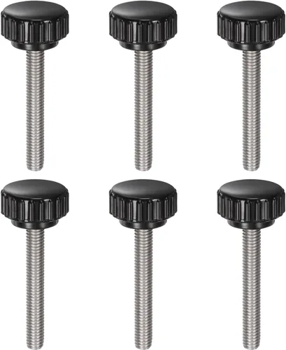 Vista 9 de uxcell 6 perillas de sujeción moleteadas M5 x 0.315 in métricas de acero inoxidable 304 rosca macho tornillo de pulgar en tipo 0.866 in cabeza