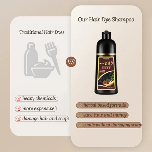 Vista 4 de Champú 3 en 1, color de cabello semipermanente, tinte para el cabello negro, seguro y profesional, fácil de usar, para salón y hogar, 16.9 onzas
