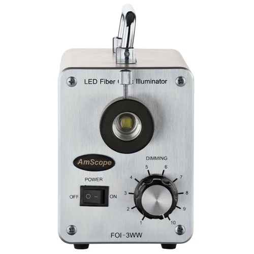 Vista 3 de AmScope Iluminador ligero del microscopio del cuello de cisne de la fibra óptica del LED-30WS 30W LED