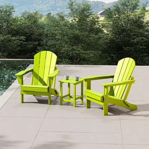 Vista 14 de WestinTrends Malibu - Juego de 2 sillas Adirondack con mesa auxiliar, asientos al aire libre para todo tipo de clima, silla plegable de plástico