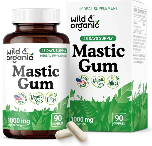 Vista 8 de Wild & Organic Cápsulas de goma mastica – 1000 mg de suplemento de goma mastica para apoyo intestinal – 30 días de suministro – 60 cápsulas
