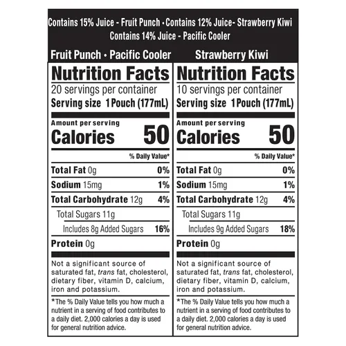 Vista 2 de Capri Sun Fruit Punch, Strawberry Kiwi y Pacific Cooler - Mezcla de bebidas saborizadas de jugo variado, caja de 30 unidades, bolsas de 6 onzas