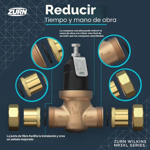 Vista 8 de Zurn Wilkins 34-NR3XLDU 3/4" válvula de reducción de presión