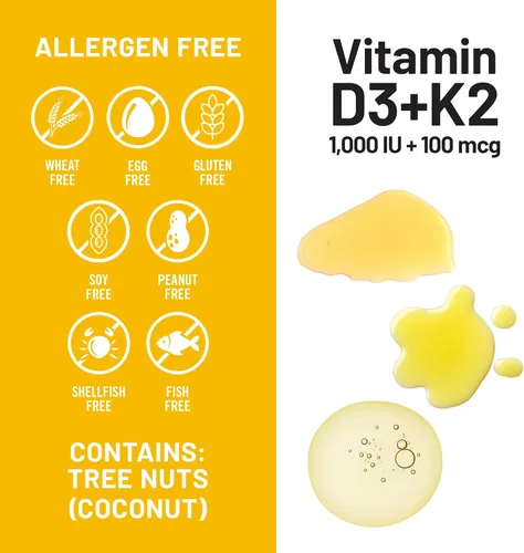 Vista 6 de NatureWise Vitamina D3 1000IU + K2 (MK7) 100mcg con aceite de coco orgánico extra virgen – Apoya la absorción de calcio, salud ósea e inmune – Sin