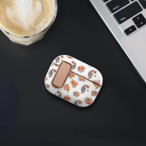 Vista 7 de Headphone Cover Compatible with Airpods Pro 2 Case Pink Floral Unicorn, Plastic, with Lock, Shockproof Protective