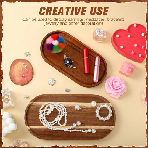 Vista 6 de Geetery 12 bandejas de madera para servir de 10 y 12 pulgadas, platos ovalados de madera para servir queso, platos llanos a granel para postres