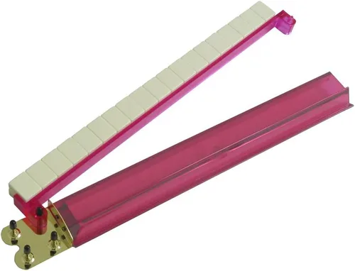 Vista 8 de Set - Azulejos blanco/burdeos, brazos de empuje clásicos - Caja Mahjong de aluminio plateado