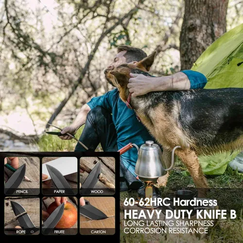 Vista 6 de Cuchillo de bolsillo, cuchillos tácticos plegables con hoja de 2.6 pulgadas, cuchillo pequeño de supervivencia plegable con clip, bloqueo de botón