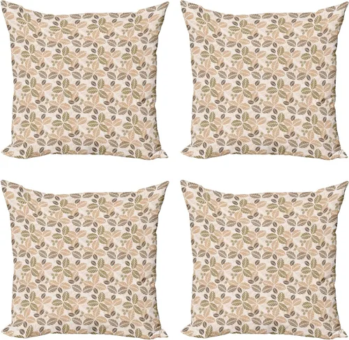 Vista 25 de Ambesonne Paquete de 4 fundas de cojín navideñas con cinta, ilustración de imagen de deseos navideños, impresión digital moderna de doble cara, 16