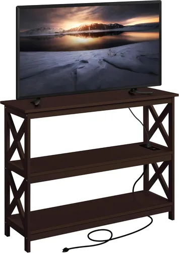 Vista 15 de Yaheetech Soportes de televisión y centros de entretenimiento con estante de almacenamiento de 3 niveles soporte de TV para sala de estar, negro