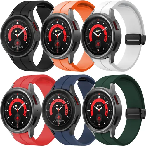 Vista 19 de Galaxy Watch 5 Pro Bandas de 45mm, Correa Deportiva de Silicona sin Espacios Compatible con Galaxy Watch 7 6 5 4 de 44mm 40mm Correa de Reemplazo