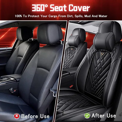 Vista 6 de Fundas de asiento para Nissan 250Z 2003-2009, color negro, comodidad de felpa, mejora interior de lujo e impermeables con almohadas