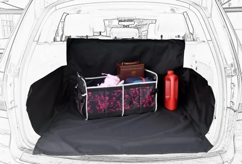 Vista 6 de Forro de carga para maletero de perro para mascotas, funda de asiento Oxford para automóvil, SUV, tapete impermeable para perros y gatos, accesorios
