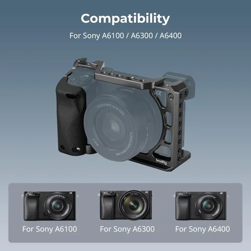 Vista 4 de SmallRig Jaula con mango de silicona y zapata fría para Sony a6100, a6300, a6400-3164