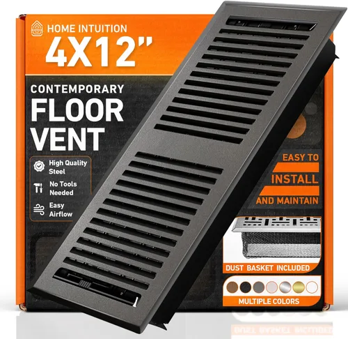 Vista 11 de Cubiertas de ventilación de piso 4X10 Registro de piso con cubierta de malla, trampa, calor y aire, ventilación de piso de metal transitable