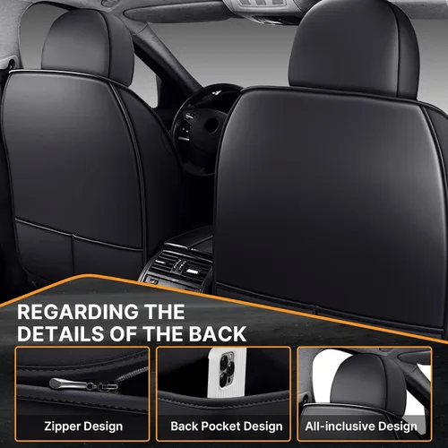 Vista 4 de Fundas de asiento delantero para Volkswagen 1999-2025 95% modelos, protección de banco frontal 3D compatible con bolsa de aire lateral línea negra