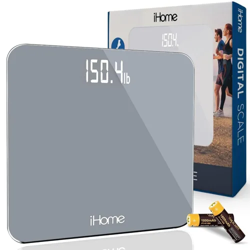 Vista 12 de iHome Báscula inteligente digital Bluetooth para peso corporal, báscula de peso, incluye IMC, grasa corporal, masa muscular, baterías incluidas