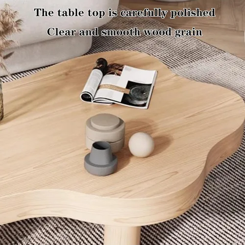 Vista 6 de Mesa de centro Cloud de madera maciza irregular, con forma de nube, decoración de mesa auxiliar con 3 patas, bonita mesa auxiliar redonda moderna