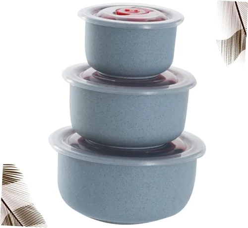Vista 5 de NOLITOY Contenedor de almacenamiento de alimentos de 3 piezas con tapas, recipientes para refrigerador, recipientes para refrigerador, recipiente