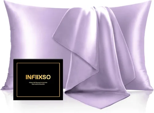 Vista 30 de INFIIXSO Funda de almohada de seda de morera, para cabello y piel, tamaño estándar, cremallera oculta, 20 x 26 pulgadas, suave y refrescante
