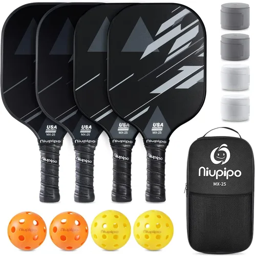 Vista 16 de niupipo Pickleball Paddles Set of 2 or 4, USAPA Approved Fiberglass Pickleball Paddle Set with Balls and Bag, Polypropylene Honeycomb Core