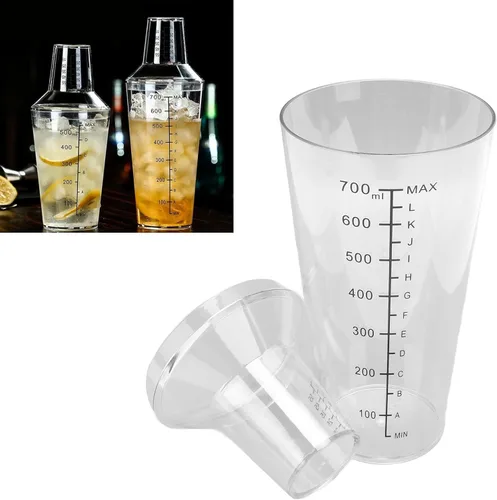 Vista 7 de Coctelera de plástico, coctelera transparente, juego de coctelera transparente, juego de coctelera de escala transparente, coctelera de bar