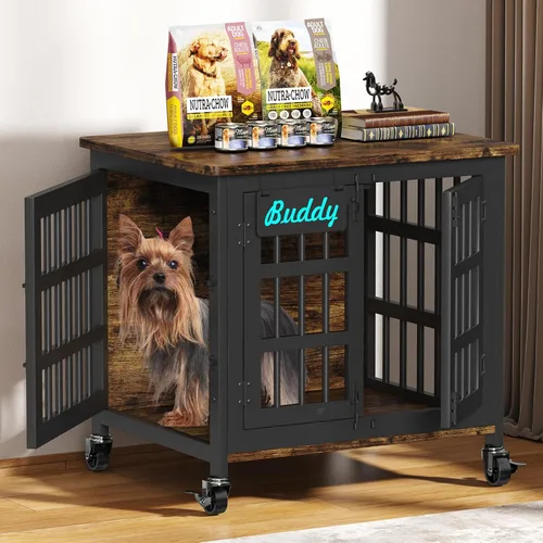 Vista 9 de EasyCom Jaula para Perros de Alta Resistencia para Interior con Etiqueta de Nombre, Mueble de Jaula para Perros de 27 Pulgadas para Perros Pequeños