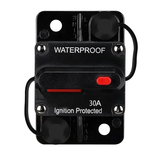 Vista 17 de Generic Disyuntor impermeable de 50 amperios, portafusibles, disyuntor de audio, con reinicio manual, 12V-48V CC, 30A-300A, para sistema de audio