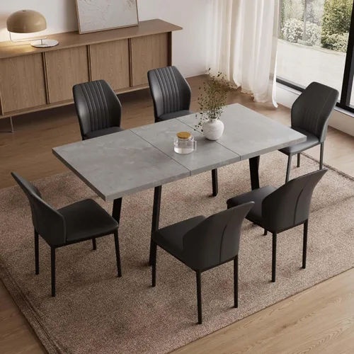Vista 12 de Juego de mesa de comedor extensible de 47.2 a 62.9 pulgadas para 4, mesa de cocina moderna con sillas de comedor para 4-6 personas, mesa de madera