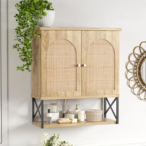 Vista 13 de FiveWillowise Armario de pared de baño, botiquín de granja con puertas de granero y estantes ajustables, gabinete de pared de cocina de 24 pulgadas