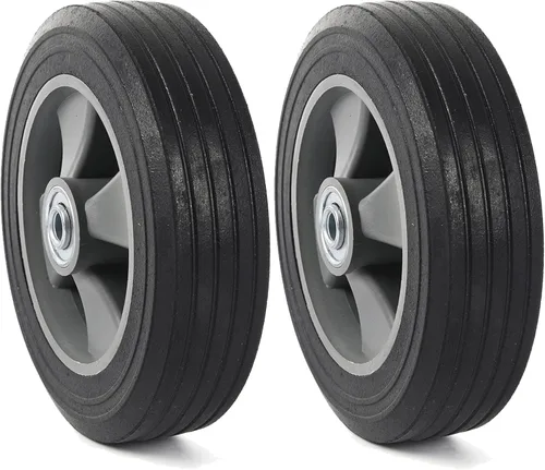 Vista 7 de AR-PRO (4-paquete) Neumático de repuesto de goma sólida sin plano de 8" x 2" con un eje de 5/8" para camiones de mano, carretillas, plataformas