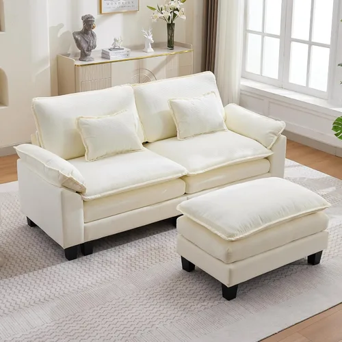 Vista 42 de URRED Oversized Modular Sectional Sofa, 87" L Shaped Modern Comfy Cloud Couch with Movable Ottoman & Pillows, Deep Seat Couches for Living Room