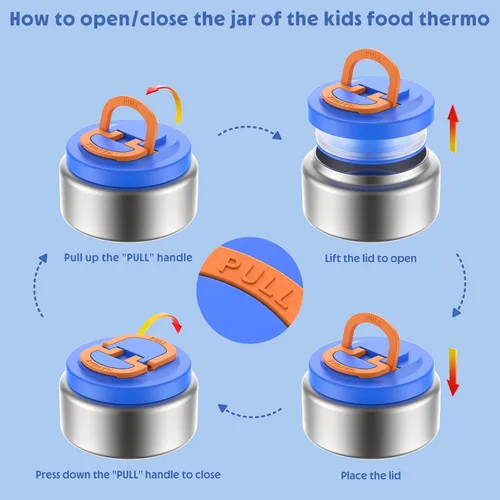 Vista 4 de DaCool - Lonchera mejorada para niños con termo para comida caliente 1400ml, caja bento para niños con termo pequeño de 5oz para niños y niñas