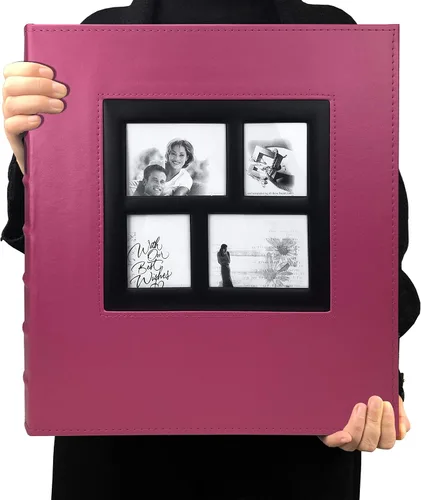 RECUTMS Álbum de fotos de 4 x 6 pulgadas, 600 fotos, páginas negras, cubierta de cuero de gran capacidad, álbumes de fotos familiares para bodas,