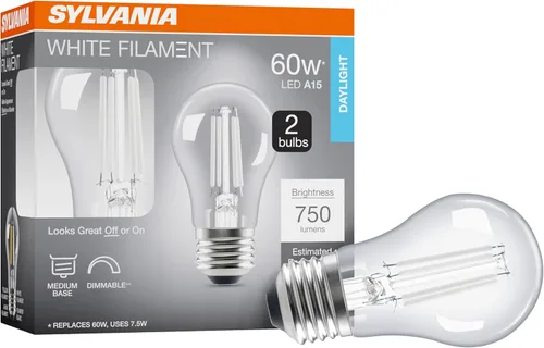 Vista 18 de Sylvania T14 - Bombilla LED transparente de filamento blanco, 3.5 W, regulable, 300 LMS, base media, 2700 K, blanco suave, 1 paquete (42266)