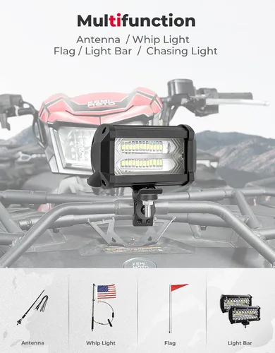 Vista 3 de KEMIMOTO Soporte de látigo para ATV, soportes de luz de bandera de alta resistencia para riel de manillar de 2.22 cm/2.54 cm/2.86 cm, soporte