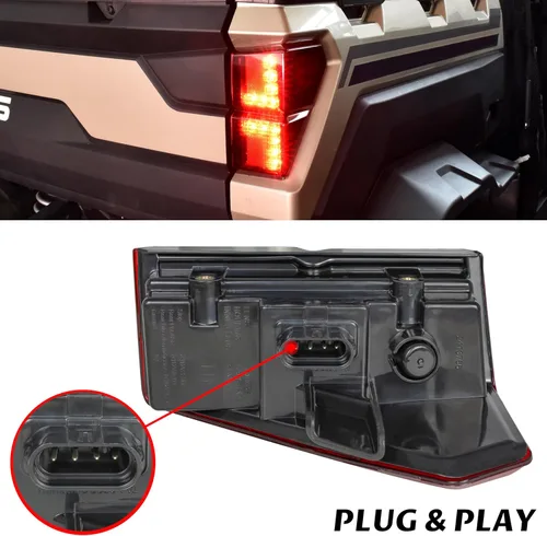 Vista 5 de SAUTVS Ranger XP 1000 - Luces traseras 18-25, luces traseras LED rojas, luces traseras de freno para Polaris Ranger 1000/Crew/XP 2018-2025