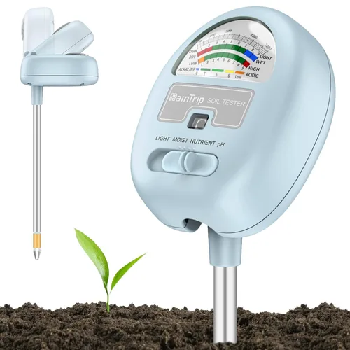 Vista 8 de Medidor de humedad del suelo, medidor de humedad 4 en 1 para plantas, probador de humedad, luz, nutrientes, pH, kit de prueba de suelo, ideal