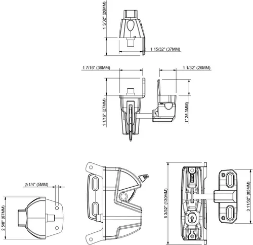 Vista 5 de D&D Technologies LL3PWAWT LokkLatch Plus, pestillo de gravedad para puerta de privacidad, llave con cerradura en ambos lados de la puerta