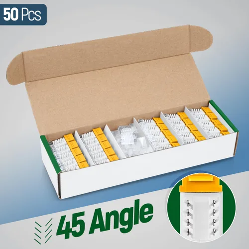 Vista 92 de Everest - Paquete de 50 conectores Keystone RJ45 Cat6 en ángulo de 45°, color blanco, conectores RJ45 hembra de perfil delgado, conector Keystone