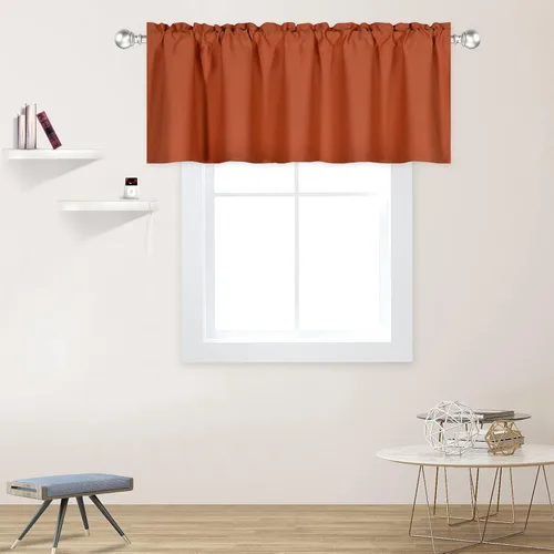 Vista 67 de DECOVSUN Cenefa morada para ventanas de 60 x 18 pulgadas, aislamiento térmico sólido, bolsillo para cortinero, cenefa corta para cocina, cenefa