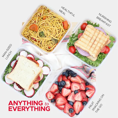 Vista 4 de Tafura 3 Pack Sandwich Containers - Reusable Lunch Containers for Fruits, Snacks, Sandwiches & Salad - BPA Free & Dishwasher Safe Containers with