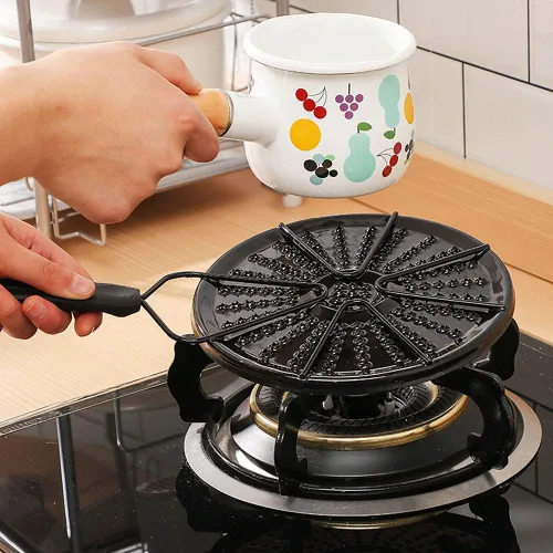 Vista 8 de Difusor de calor para estufa de gas, difusor de calor uniforme para cocina de vidrio, difusor de calor para estufa eléctrica con mango de tacto